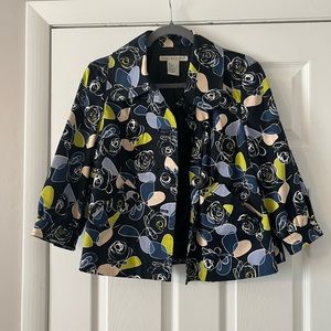 Requirements Navy Floral Blazer Jacket Sz S